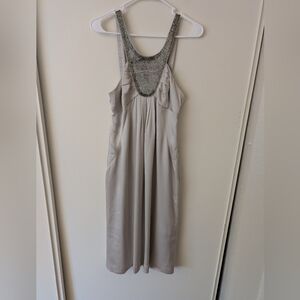 Banana Republic Womens 8 Silk Midi Dress Silver NWT Contemporary Classic Formal